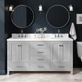 thumbnail image 1 of ARIEL Cambridge 66 Inch Double Rectangle Sink Bathroom Vanity With Carrara White Quartz Countertop 1.5 Edge In Grey, 1 of 7