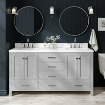 ARIEL Cambridge 66 Inch Double Rectangle Sink Bathroom Vanity With Carrara White Quartz Countertop 1.5 Edge In Grey