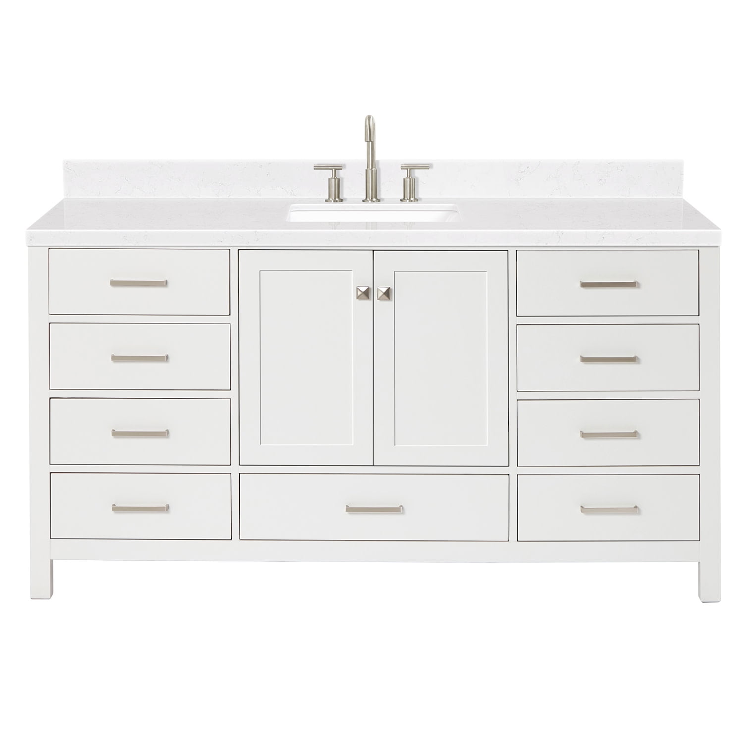 Cambridge 66" White Hardwood Freestanding Single Basin Vanity