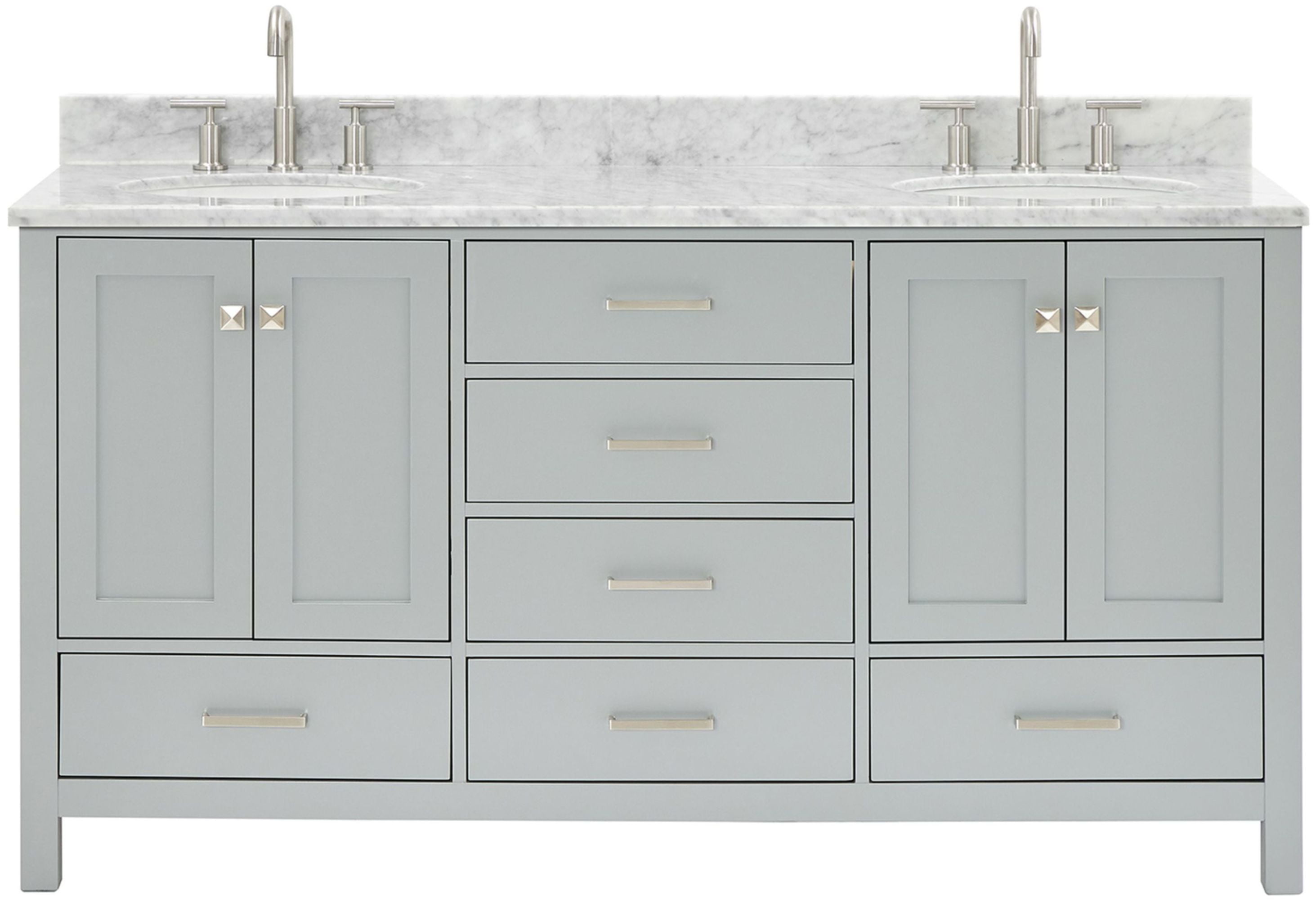 Cambridge 67" Gray Double Freestanding Vanity with Marble Top