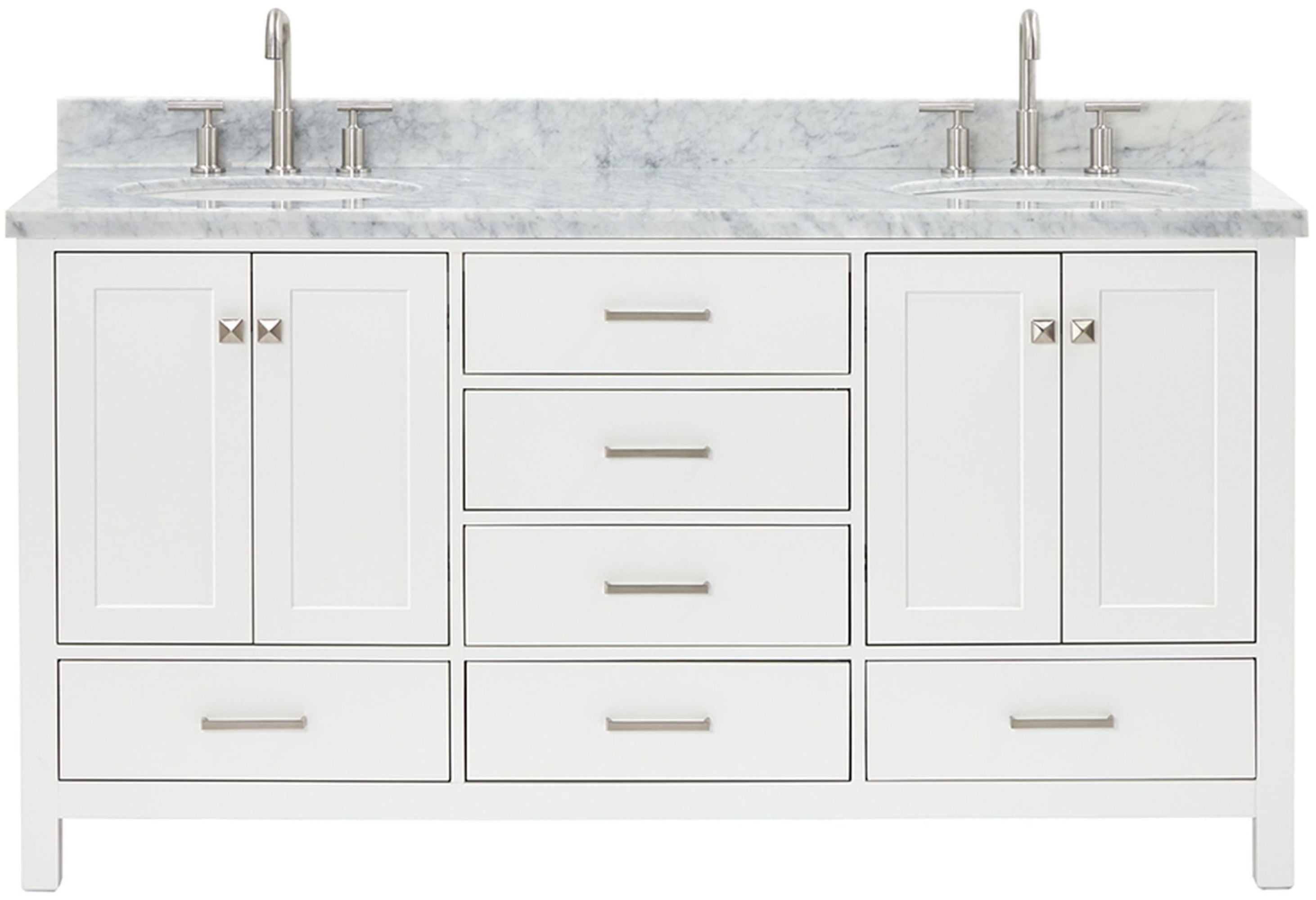 Cambridge 67" White Marble Top Double Basin Freestanding Vanity
