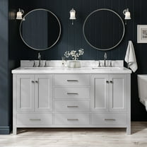 Ariel Cambridge 67 Inch Double Rectangle Sink Vanity With Carrara White Marble Countertop With 1.5 Edge In Grey