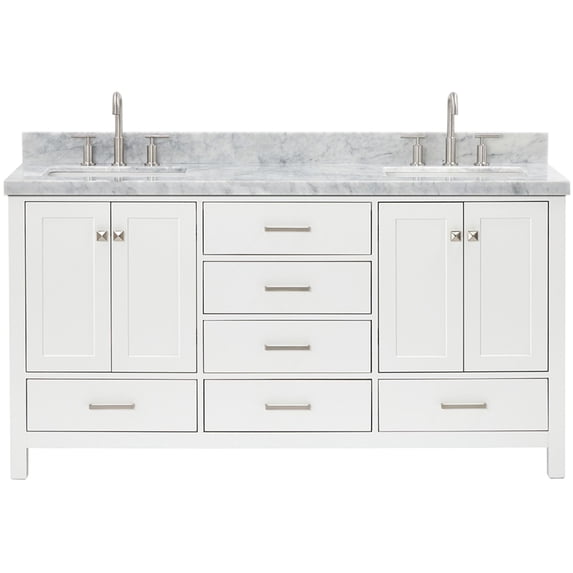Ariel A067DCWRVOWHT Cambridge 67" Free Standing Double Basin Vanity Set - White