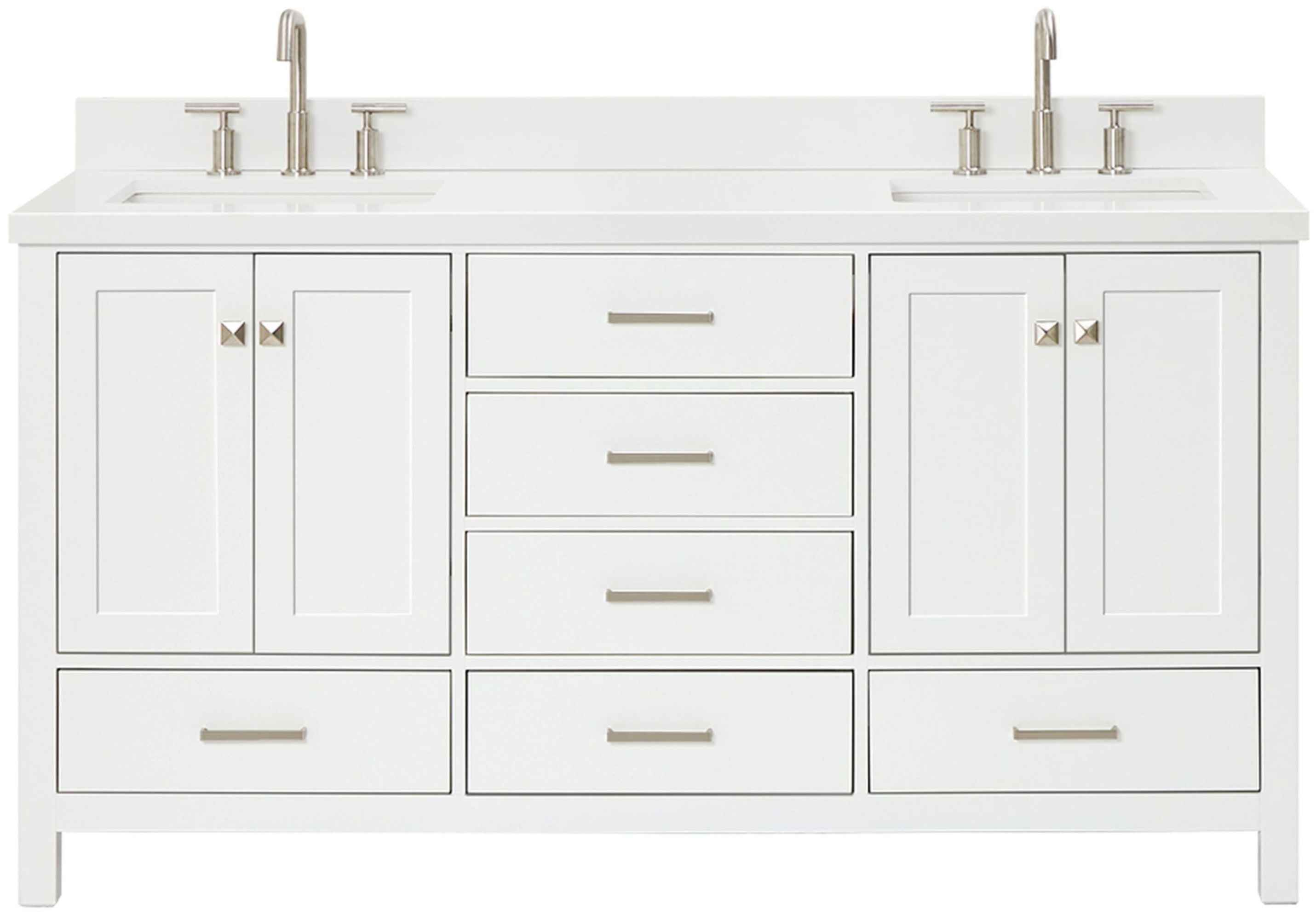 White Quartz Double Vanity with Rectangular Sinks