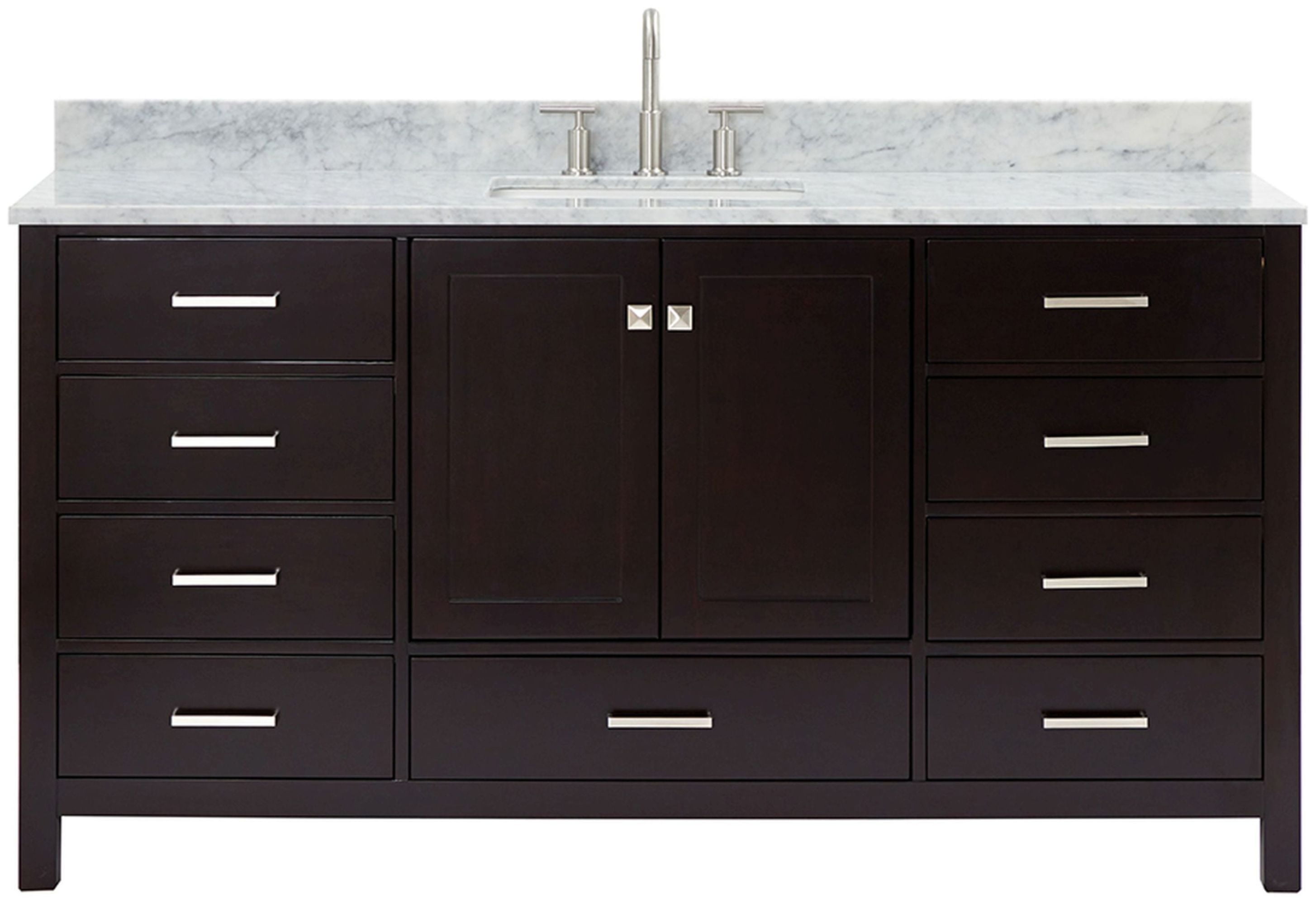 Espresso Solid Wood and Marble Single Basin Vanity Set