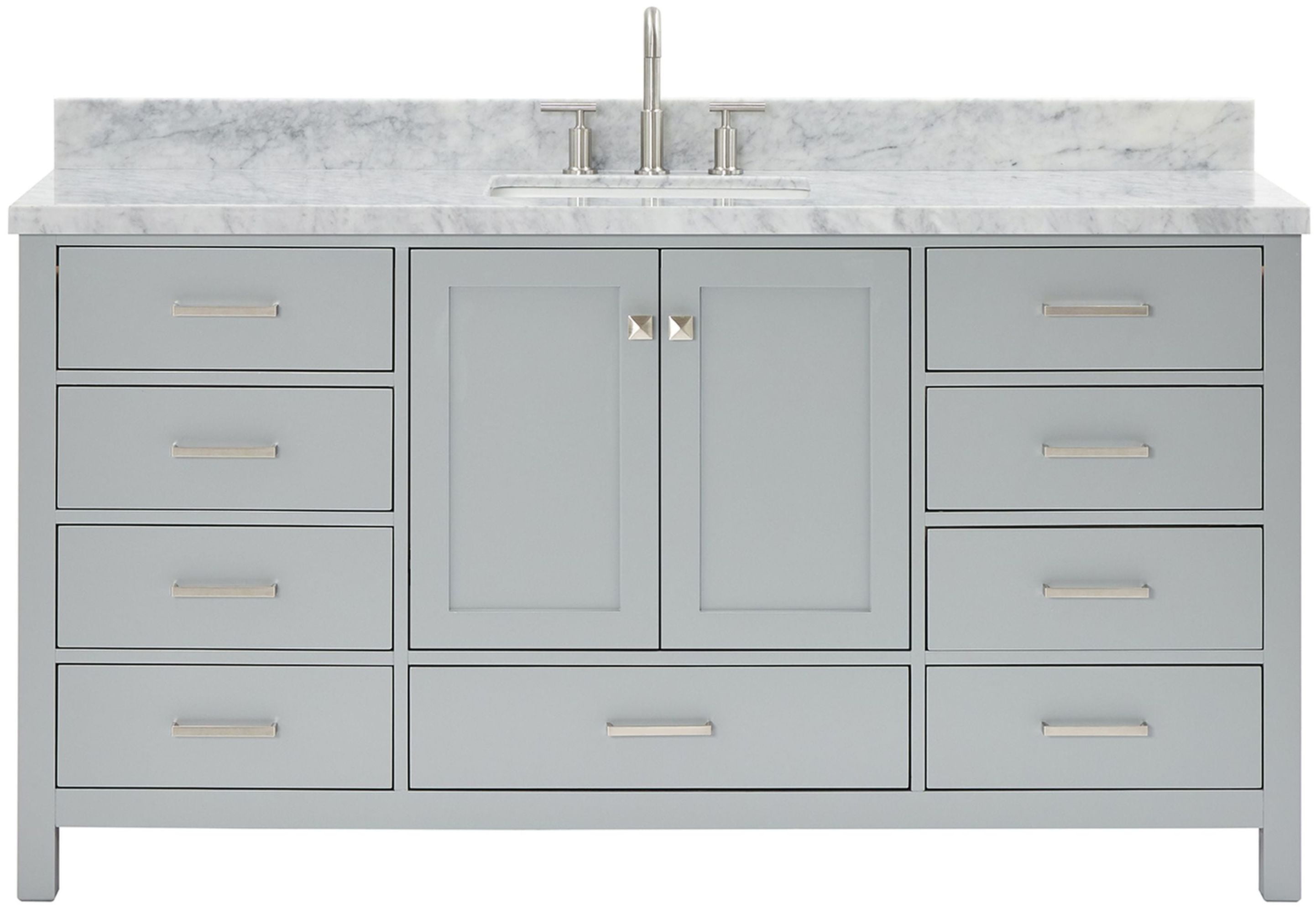 Cambridge 67" Gray Wood Vanity with Carrara Marble Top