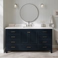 thumbnail image 1 of ARIEL 67" Midnight Blue Single Bathroom Vanity, 1.5" Edge Pure White Quartz Countertop & Splash, 1 Rectangular Sink, 2 Soft Closing Doors, 9 Full Extension Dovetail Drawers, Satin Brass, 1 of 8