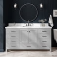 thumbnail image 1 of ARIEL 67" Grey Single Bathroom Vanity with 1.5" Edge Pure White Quartz Countertop & Backsplash, 1 Rectangular Sink, 2 Soft Closing Doors, 9 Full Extension Dovetail Drawers, Brushed Nickel, 1 of 8
