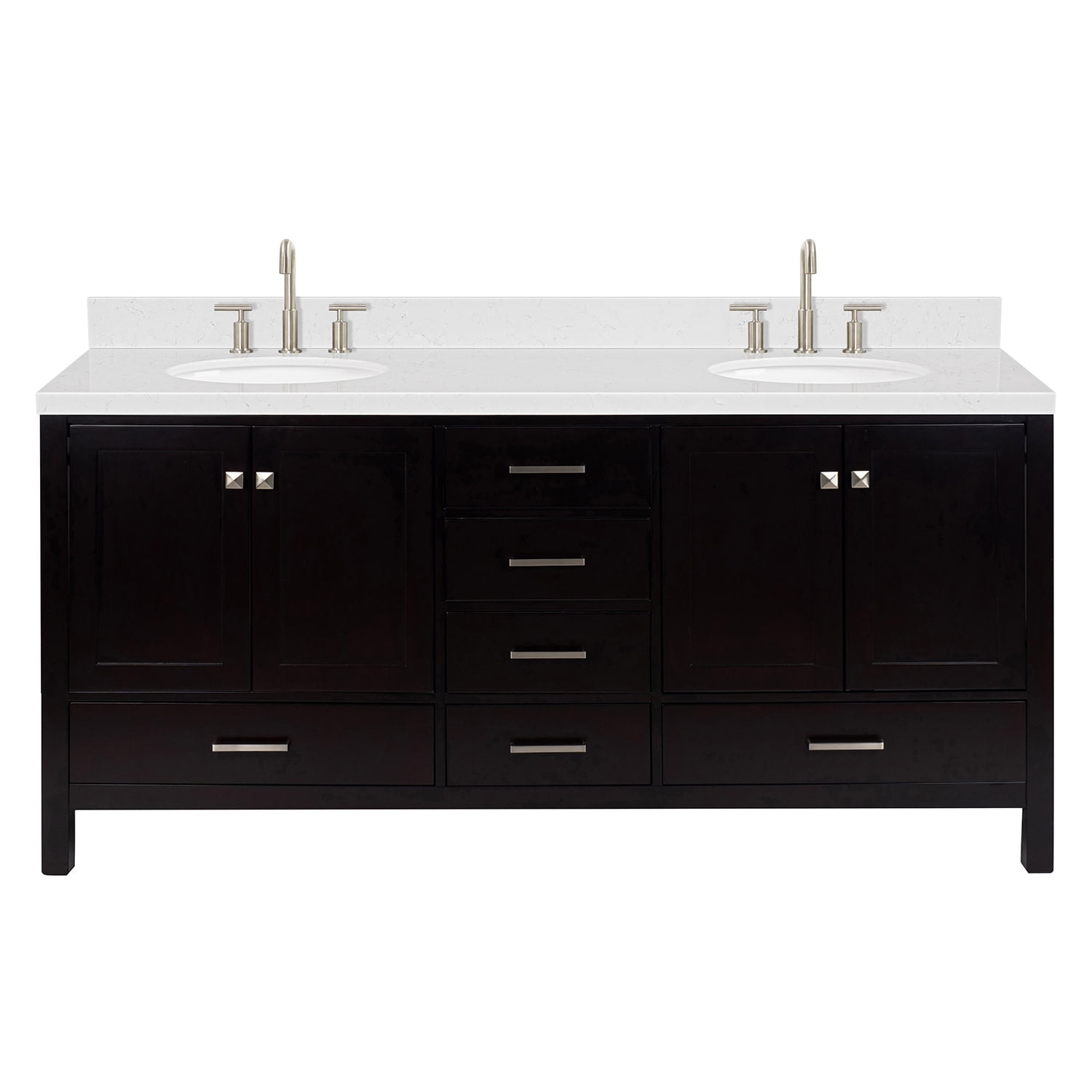 Espresso 72" Double Basin Freestanding Vanity with Quartz Top