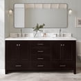 thumbnail image 1 of ARIEL Cambridge 72 Inch Double Rectangle Sink Bathroom Vanity With Carrara White Quartz Countertop 1.5 Edge In Espresso, 1 of 7