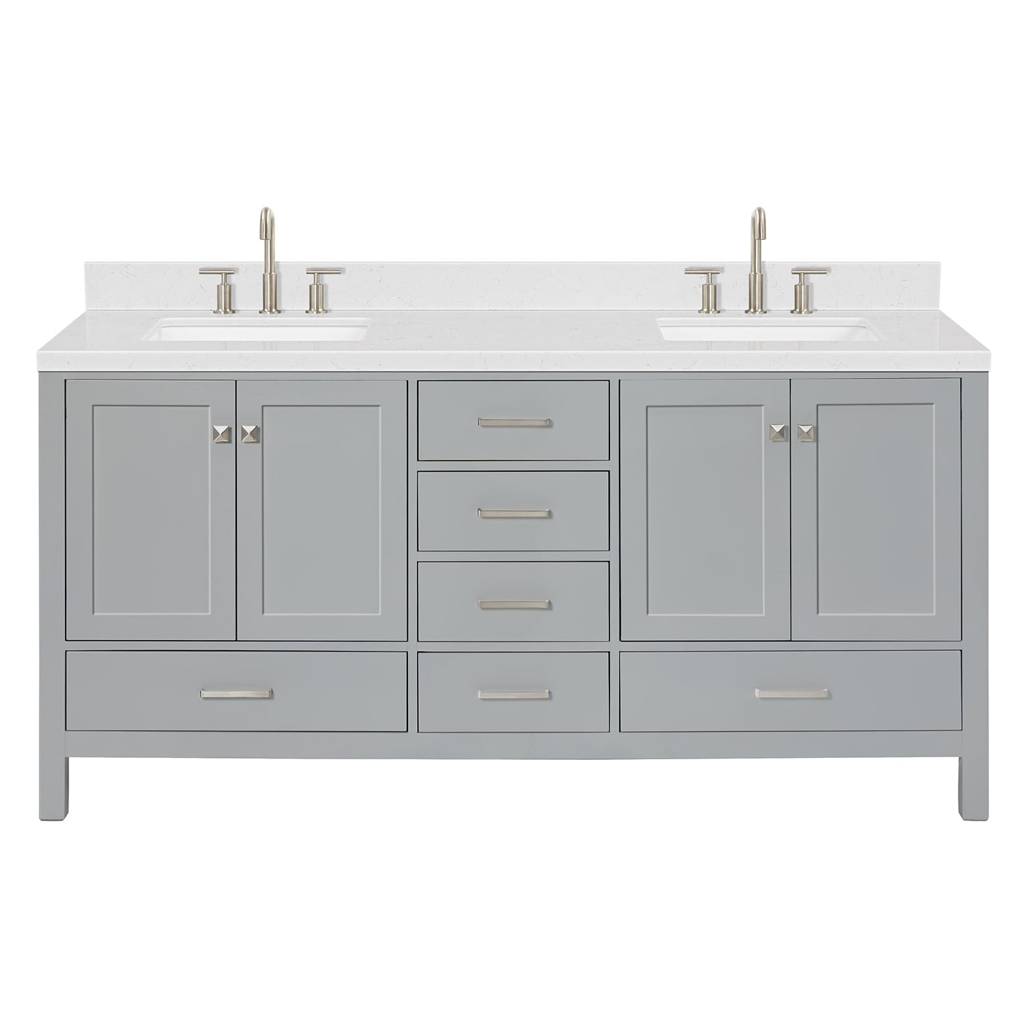 Cambridge 72" Gray Double Sink Vanity with Quartz Top
