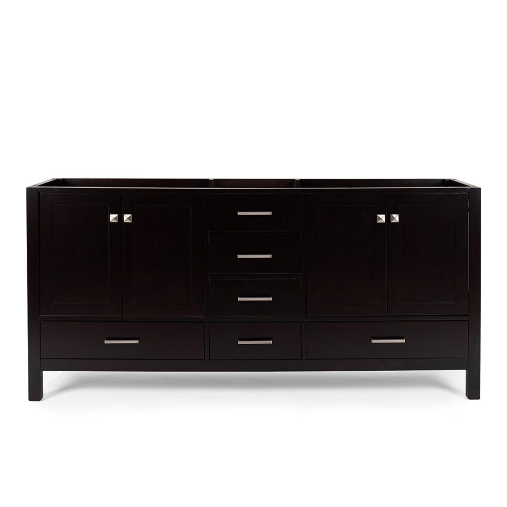 Cambridge Espresso 72" Double Freestanding Vanity with Nickel Hardware