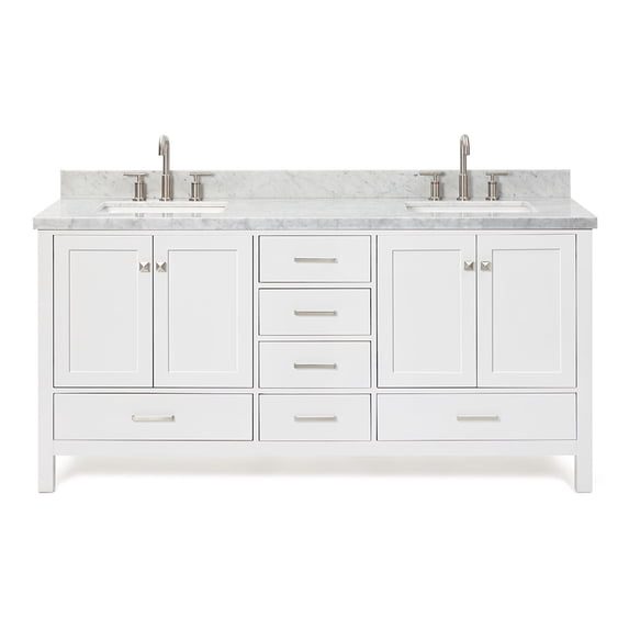 Ariel A073DCWRVOWHT Cambridge 72" Free Standing Double Basin Vanity Set - White