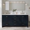 thumbnail image 1 of Ariel Cambridge 73 In. Double Rectangle Sink Vanity With Carrara White Marble 0.75 In Countertop In Midnight Blue, 1 of 10