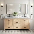 thumbnail image 1 of Ariel Cambridge 73 Inch Double Rectangle Sink Bathroom Vanity With Italian Carrara Marble Countertop 1.5 Inch Edge In Oak, 1 of 10