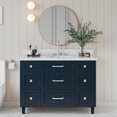 thumbnail image 1 of ARIEL Monroe 48 Inch Single Oval Sink Bathroom Vanity With Carrara White Quartz Countertop 1.5 Inch Edge In Midnight Blue, 1 of 8