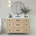 thumbnail image 1 of ARIEL Monroe 49 Inch Single Rectangle Sink Bathroom Vanity With Pure White Quartz Countertop 1.5 Inch Edge In Oak, 1 of 8