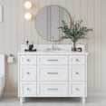 thumbnail image 1 of ARIEL Monroe 49 Inch Single Oval Sink Bathroom Vanity With Pure White Quartz Countertop 1.5 Inch Edge In White, 1 of 8