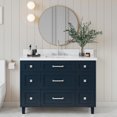 thumbnail image 1 of ARIEL Monroe 49 Inch Single Rectangle Sink Bathroom Vanity With Pure White Quartz Countertop 1.5 Inch Edge In Midnight Blue, 1 of 7