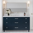 thumbnail image 1 of ARIEL Monroe 60 Inch Single Rectangle Sink Bathroom Vanity With Carrara White Quartz Countertop 1.5 Inch Edge In Midnight Blue, 1 of 7