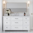 thumbnail image 1 of ARIEL Monroe 60 Inch Single Rectangle Sink Bathroom Vanity With Carrara White Quartz Countertop 1.5 Inch Edge In White, 1 of 8
