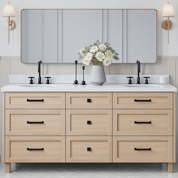 Ariel B73dcwovo Monroe 72" Free Standing Double Basin Vanity Set - Wood