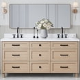 thumbnail image 1 of ARIEL Monroe 73 Inch Double Oval Sink Bathroom Vanity With Pure White Quartz Countertop 1.5 Inch Edge In Oak, 1 of 8