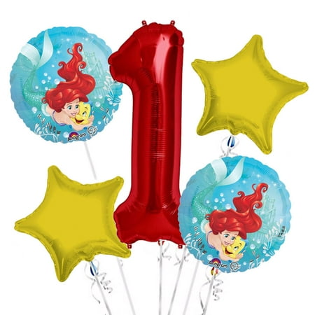 Ariel Balloon Bouquet 1st Birthday 5 pcs - Party Supplies