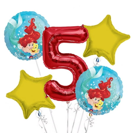 Ariel Balloon Bouquet 5th Birthday 5 pcs - Party Supplies