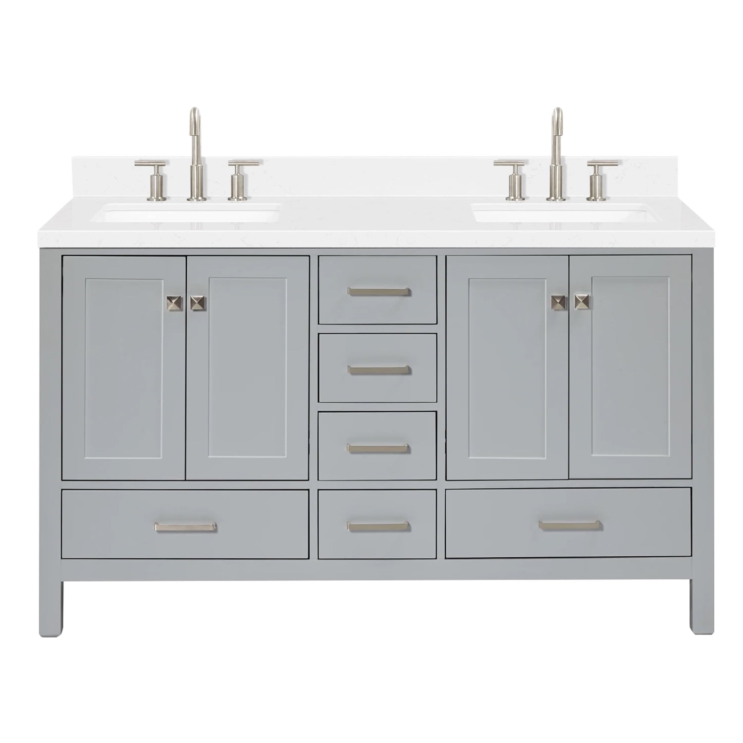 Ariel Cambridge 60 Inch Double Rectangle Sink Bathroom Vanity With ...