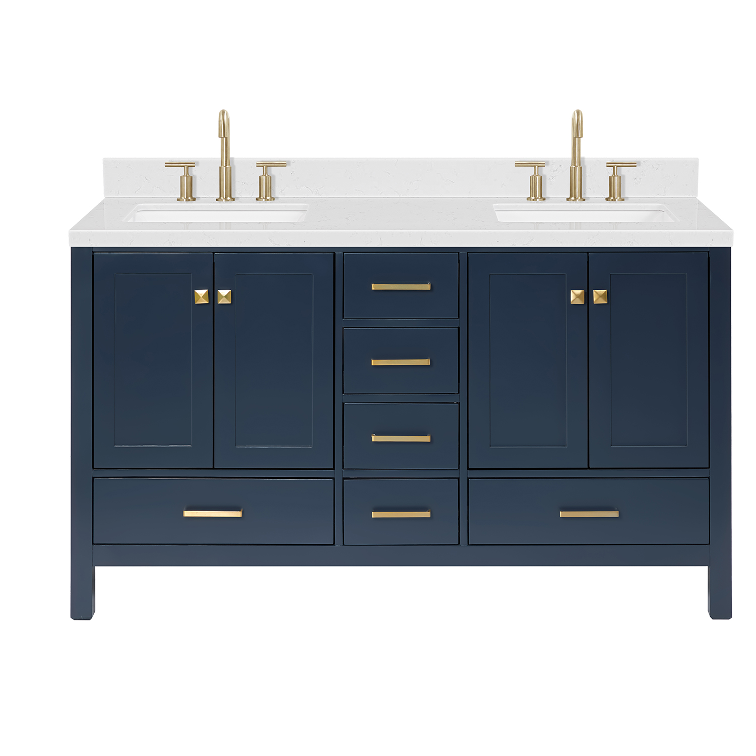 Ariel Cambridge 60 Inch Double Rectangle Sink Bathroom Vanity With ...