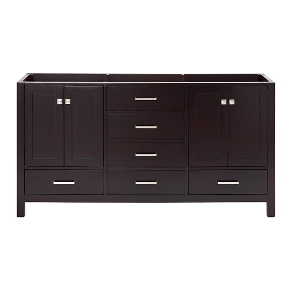 Ariel Cambridge 66 Inch Double Sink Base Cabinet In Espresso