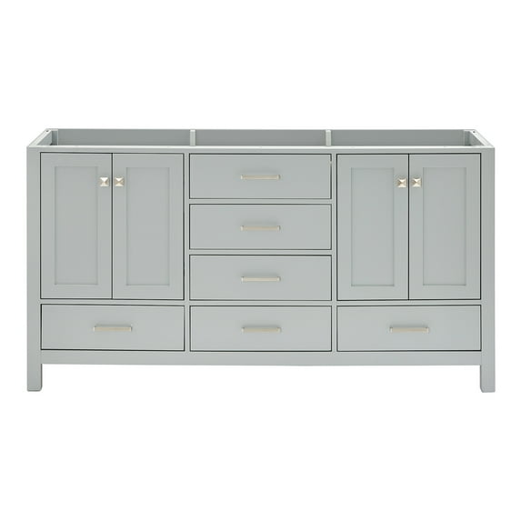 Ariel Cambridge 66 Inch Double Sink Base Cabinet In Grey