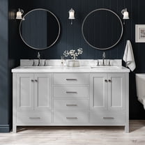 ARIEL 67" Espresso Single Bathroom Vanity with 1.5" Edge Pure White ...