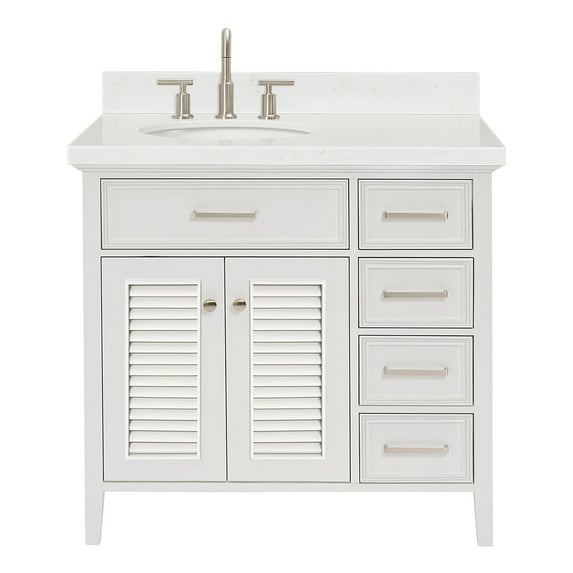 Ariel D036slcqovo Kensington 36" Free Standing Single Basin Vanity Set - White / Carrara