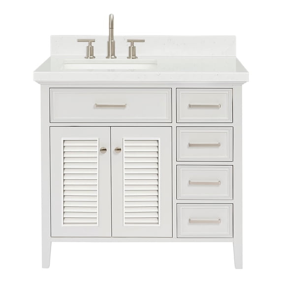 Ariel D036SLCQRVOWHT Kensington 36" Free Standing Single Basin Vanity Set - White /