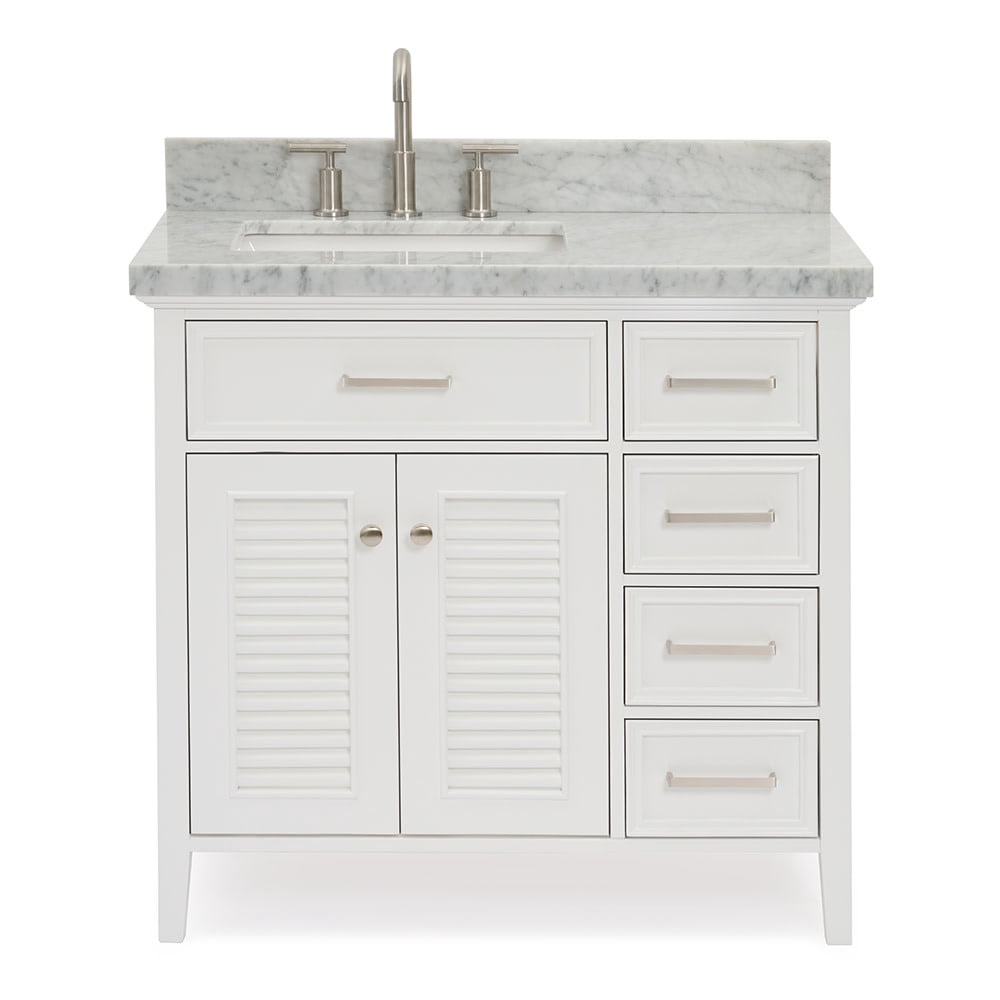 Ariel D037S-L-VO-WHT Kensington 36" Free Standing Single Basin Vanity Set - White