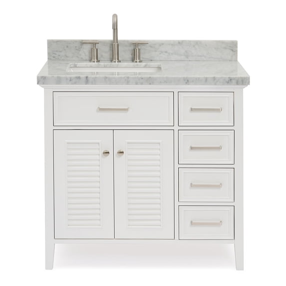 Ariel D037S-L-VO-WHT Kensington 36" Free Standing Single Basin Vanity Set - White