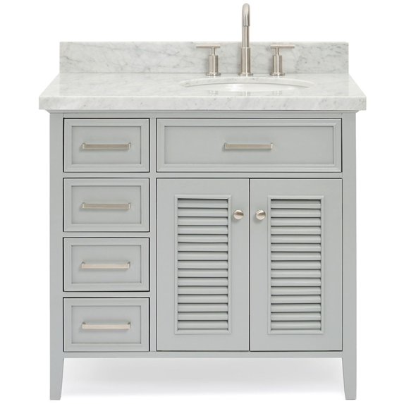 Ariel D037srcwovo Kensington 37" Free Standing Single Oval Basin Vanity Set - Grey