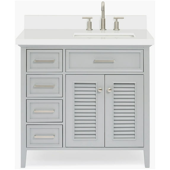 Ariel D037srwqrvo Kensington 37" Free Standing Single Rectangular Basin Vanity Set - Grey