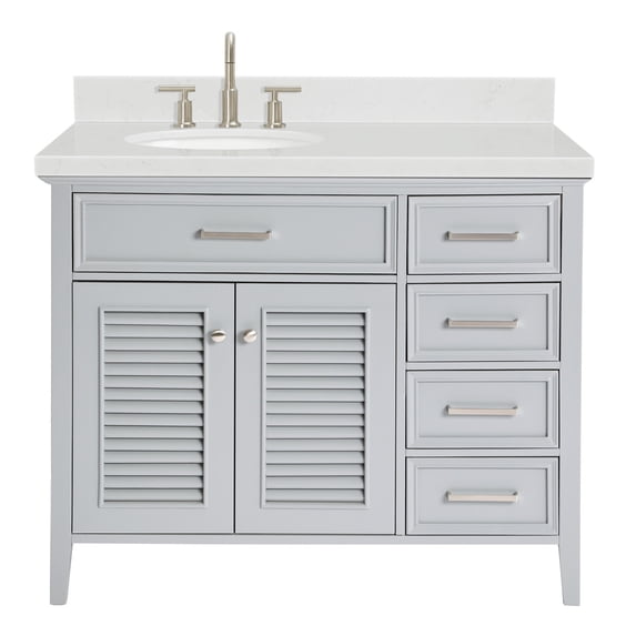Ariel D042SLCQOVOGRY Kensington 42" Free Standing Single Basin Vanity Set - Grey / Carrara