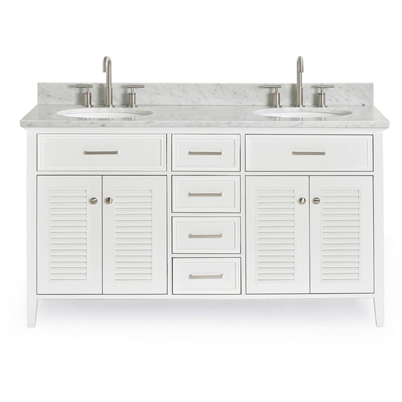 Ariel D061dcw2ovo Kensington 61" Free Standing Double Oval Basin Vanity Set - White