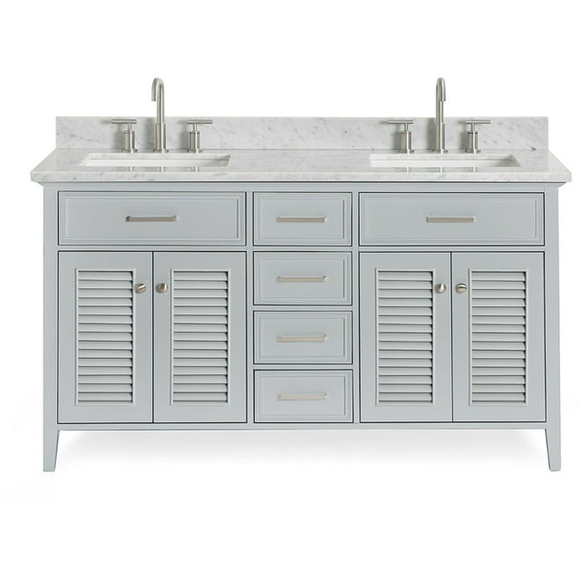 Ariel D061dcw2rvo Kensington 61" Free Standing Double Rectangular Basin Vanity Set - Grey