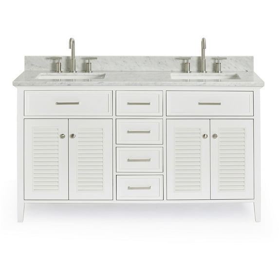 Ariel D061dcw2rvo Kensington 61" Free Standing Double Rectangular Basin Vanity Set - White