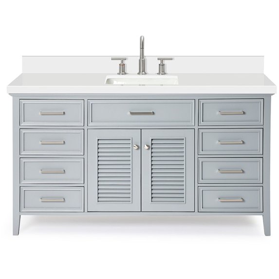 Ariel D061swqrvo Kensington 61" Free Standing Single Rectangular Basin Vanity Set - Grey