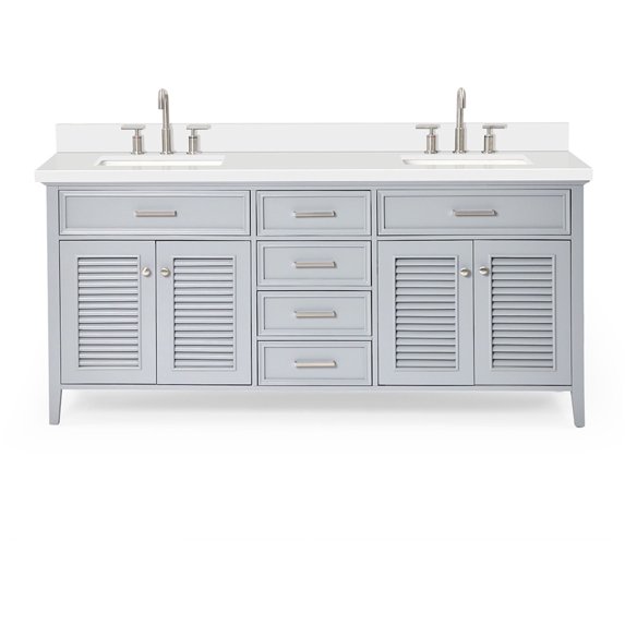 Ariel D073dwqrvo Kensington 73" Free Standing Double Rectangular Basin Vanity Set - Grey