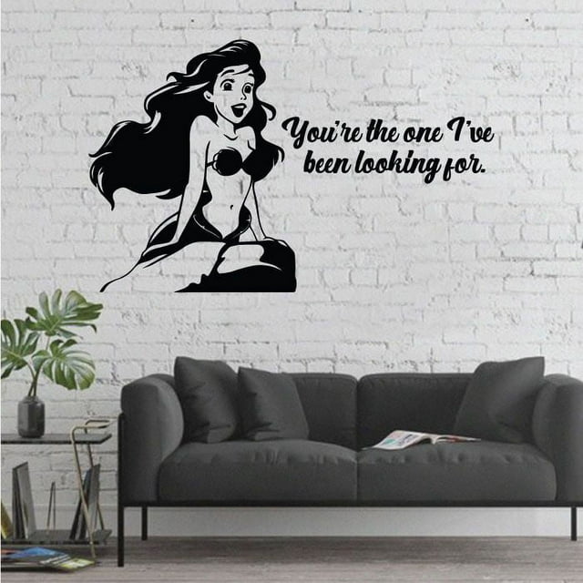Ariel Disney Princess The Little Mermaid Quotes Quote You're The One I've Been Looking For Little Mermaid Vinyl Wall Art Sticker Decal Home Room Baby Girls Teens Wall Décor Design Size (20x20 inch)