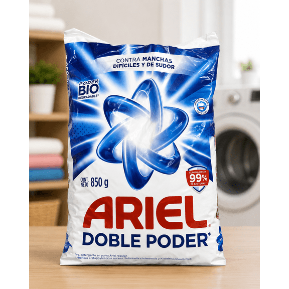 Ariel Doble Poder Against Difficult And Sweat Stains Biodegradable Power Powder Laundry Detergent 850 g