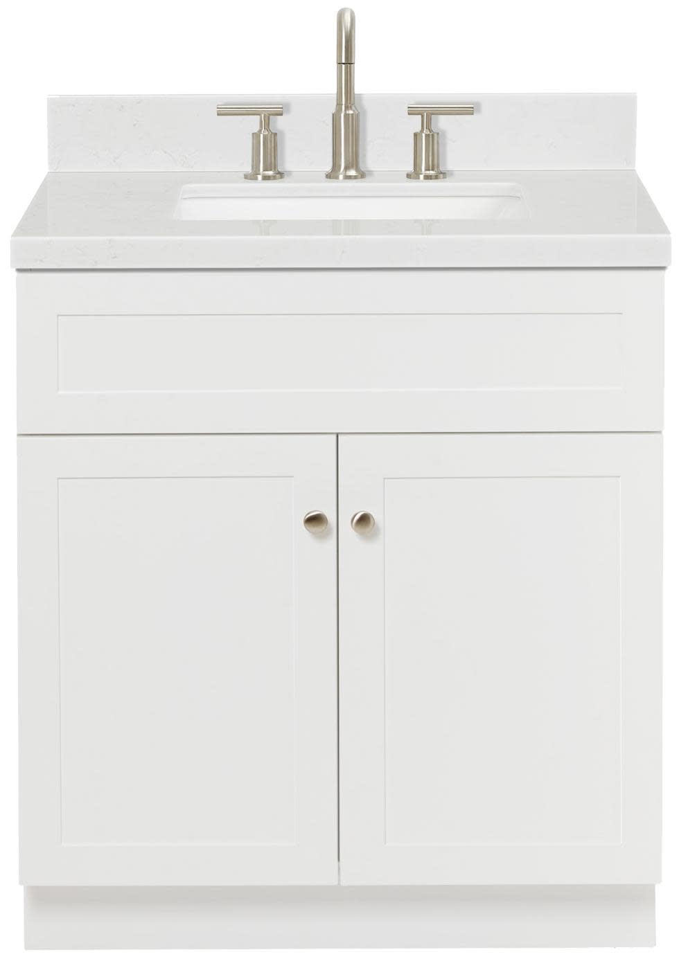 Hamlet 30" White Wood Freestanding Vanity with Quartz Top