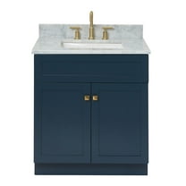 Ariel Hamlet 31 In. Rectangle Sink Vanity With 0.75 In. Carrara White Countertop In Midnight Blue